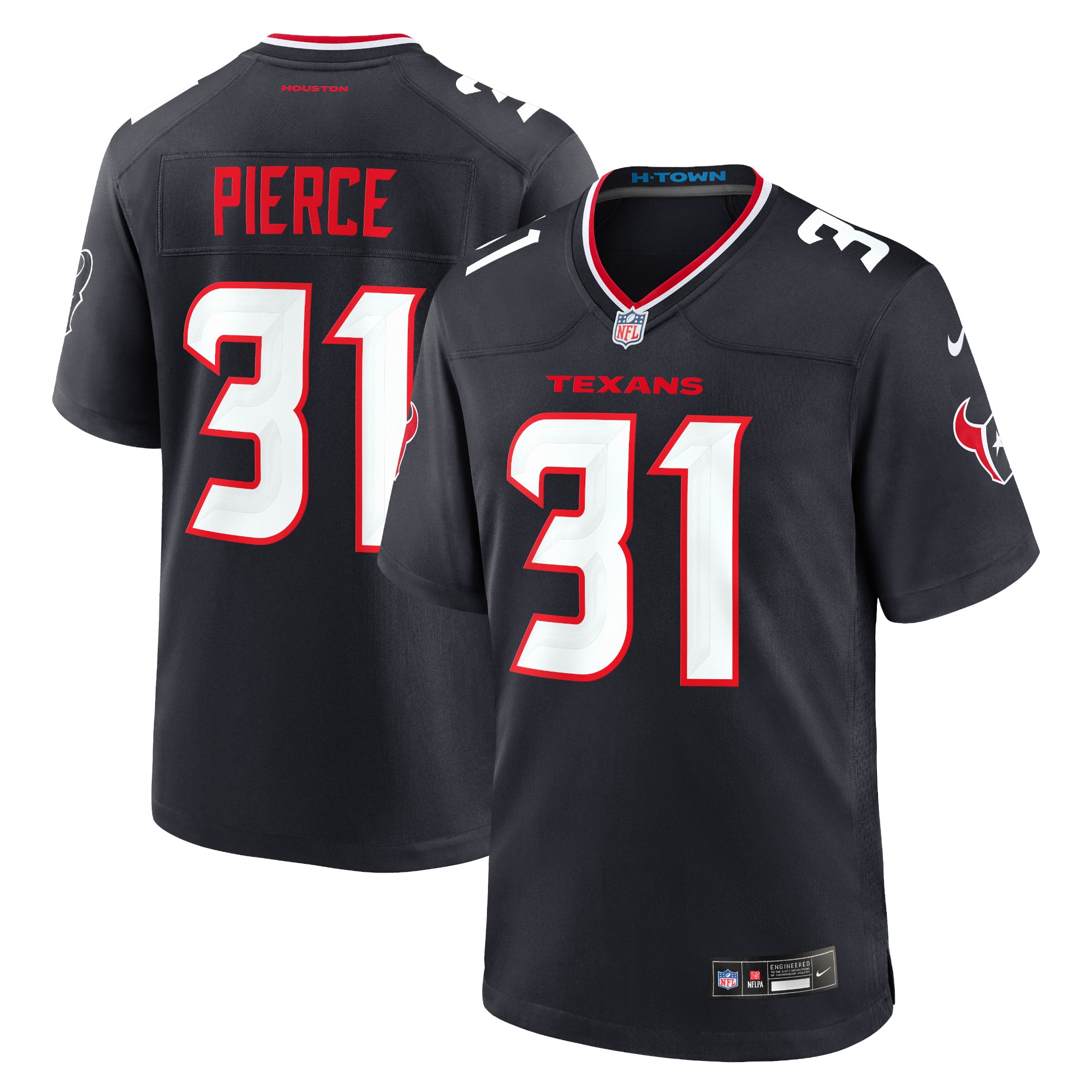 Men's Houston Texans Dameon Pierce Navy Game Jersey