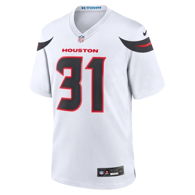 Men's Houston Texans Dameon Pierce White Game Jersey 02