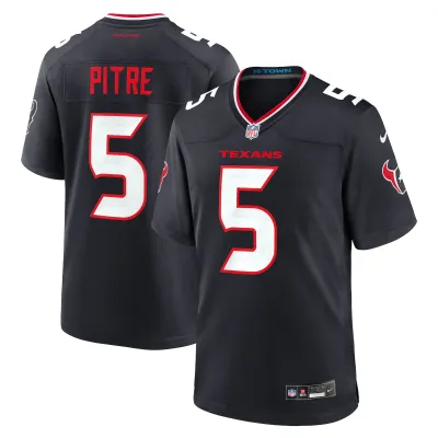 Men's Houston Texans Jalen Pitre Navy Game Jersey 01