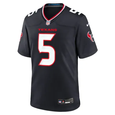 Men's Houston Texans Jalen Pitre Navy Game Jersey 02