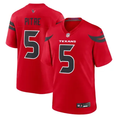 Men's Houston Texans Jalen Pitre Red Alternate Game Jersey 01