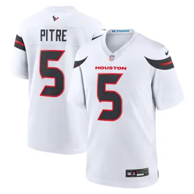 Men's Houston Texans Jalen Pitre White Game Jersey 01