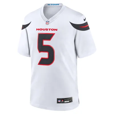 Men's Houston Texans Jalen Pitre White Game Jersey 02