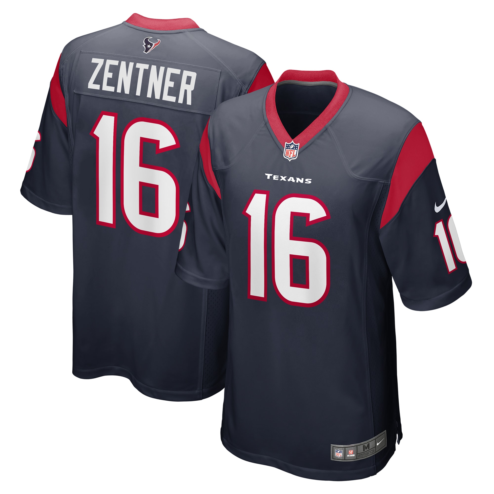 Men's Houston Texans Ty Zentner Navy Team Game Jersey