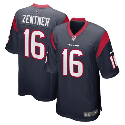 Men's Houston Texans Ty Zentner Navy Team Game Jersey 01