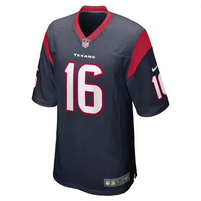 Men's Houston Texans Ty Zentner Navy Team Game Jersey 02