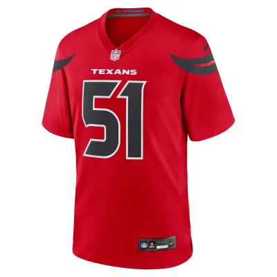 Men's Houston Texans Will Anderson Jr. Red Alternate Game Jersey 02