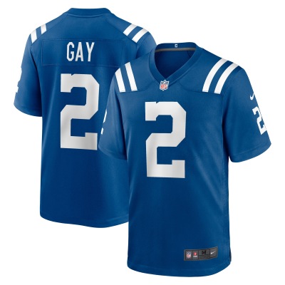 Men's Indianapolis Colts Matt Gay Royal Game Player Jersey 01