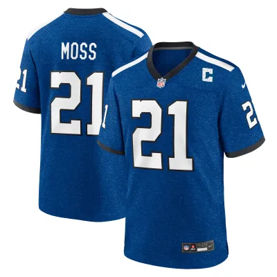 Men's Indianapolis Colts Zack Moss Royal Indiana Nights Alternate Game Jersey 01