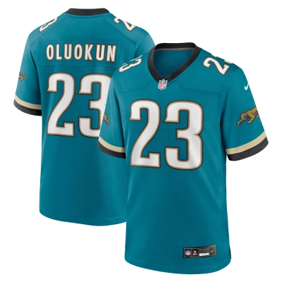Men's Jacksonville Jaguars Foye Oluokun Teal Prowler Throwback Player Game Jersey 01