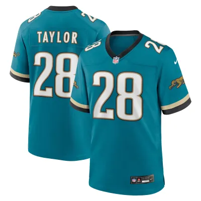Men's Jacksonville Jaguars Fred Taylor Teal Prowler Throwback Retired Player Game Jersey 01