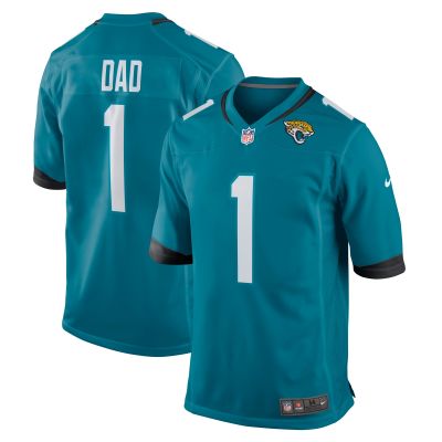 Men's Jacksonville Jaguars Number 1 Dad Teal Game Jersey 01