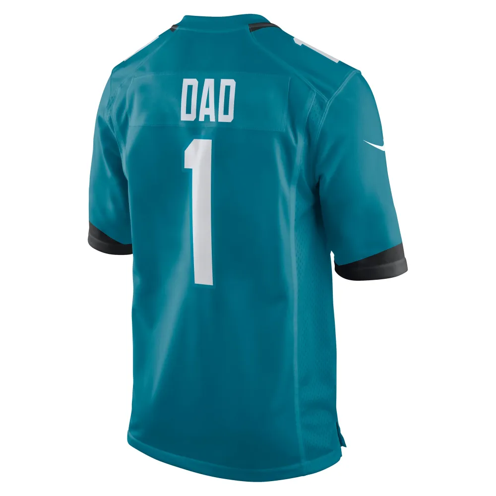 Men's Jacksonville Jaguars Number 1 Dad Teal Game Jersey