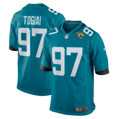 Men's Jacksonville Jaguars Tommy Togiai  Teal Team Game Jersey 01