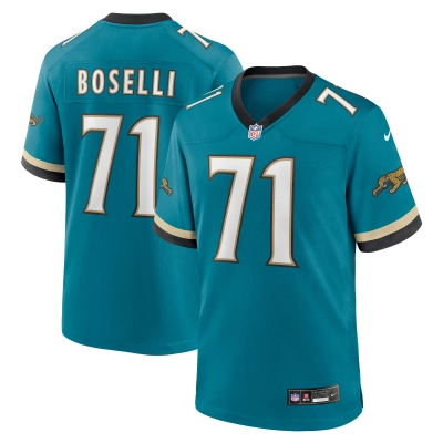 Men's Jacksonville Jaguars Tony Boselli Teal Prowler Throwback Retired Player Game Jersey 01