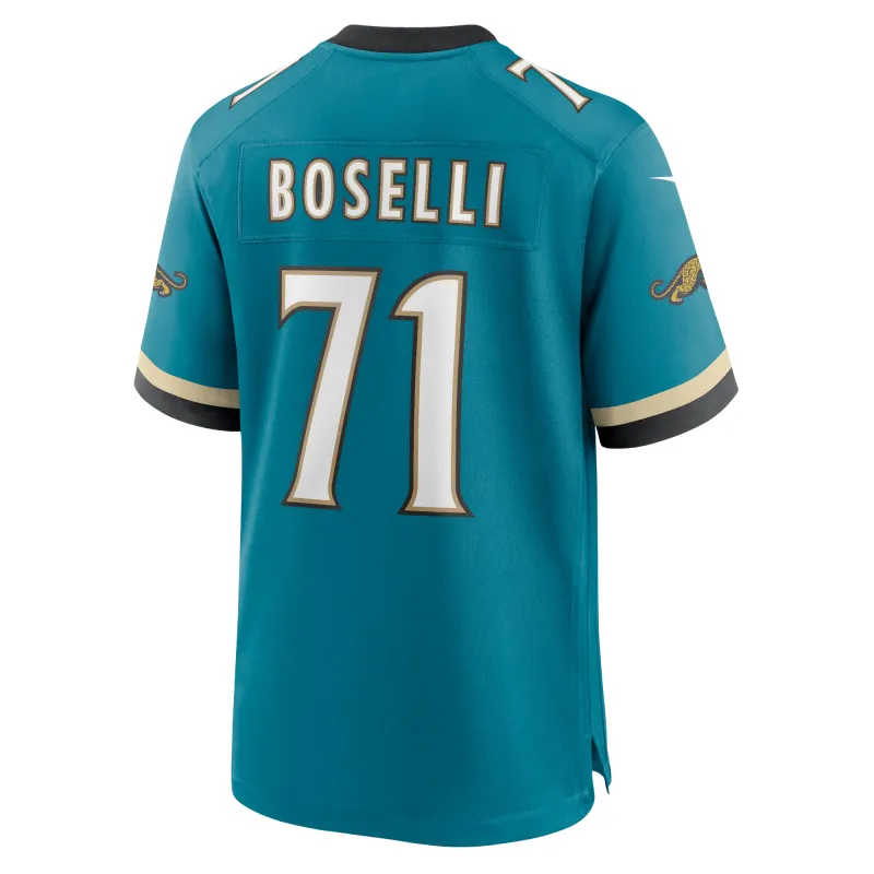 Men's Jacksonville Jaguars Tony Boselli Teal Prowler Throwback Retired Player Game Jersey