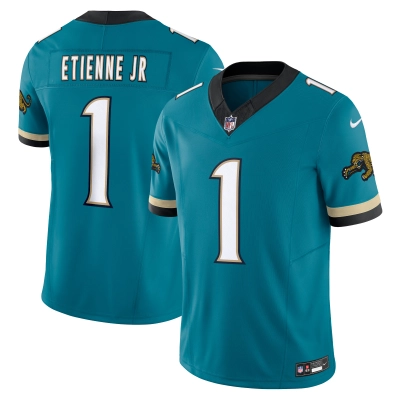 Men's Jacksonville Jaguars Travis Etienne Teal Prowler Throwback Vapor F.U.S.E. Limited Jersey 01