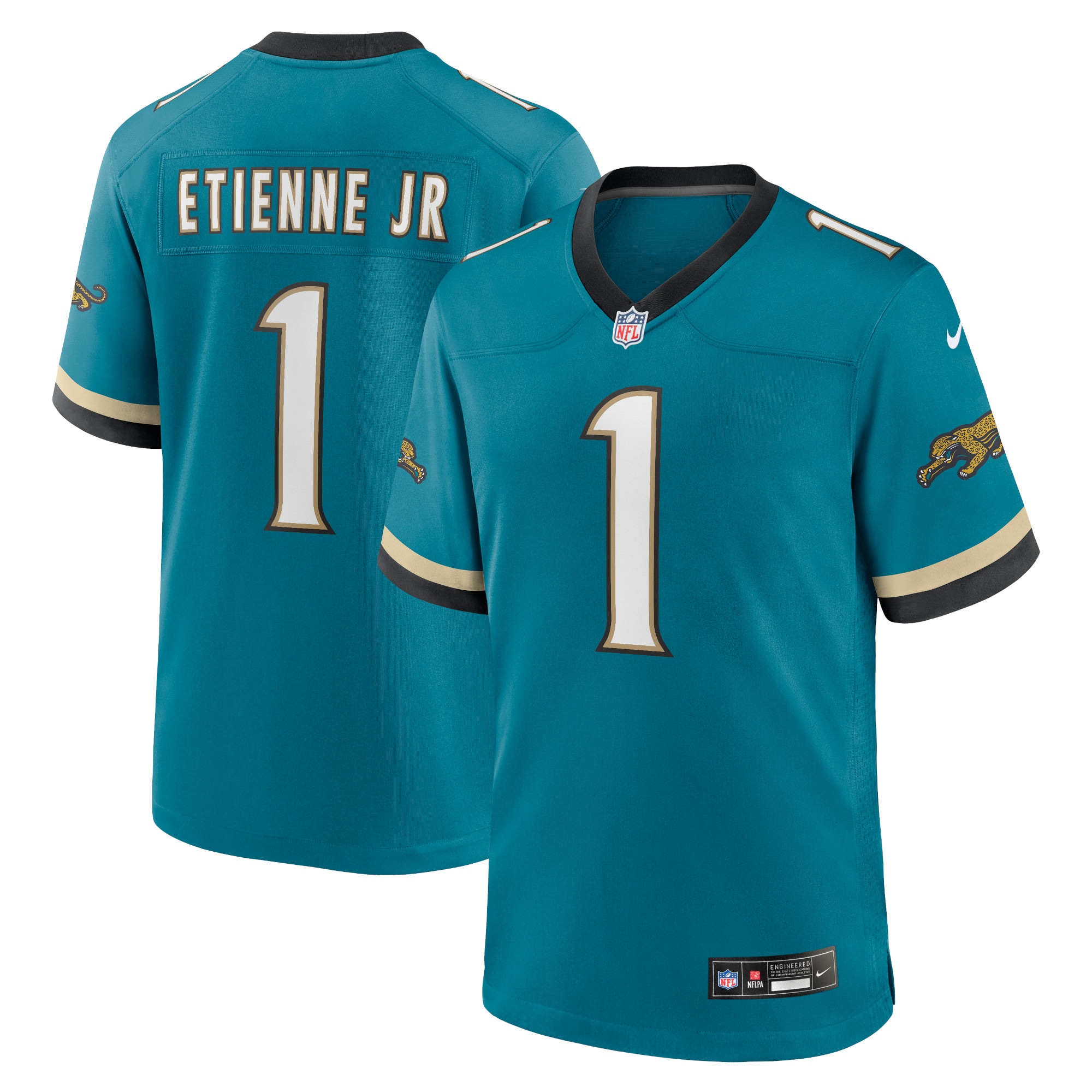 Men's Jacksonville Jaguars Travis Etienne Jr Teal Prowler Throwback Player Game Jersey