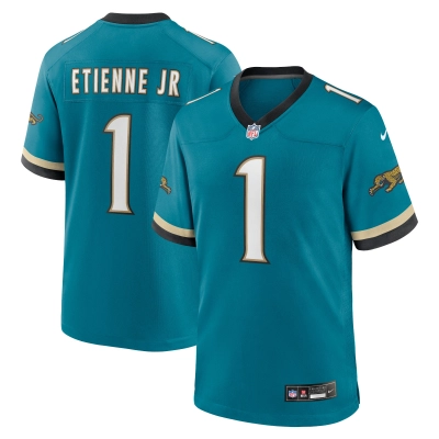 Men's Jacksonville Jaguars Travis Etienne Jr Teal Prowler Throwback Player Game Jersey 01