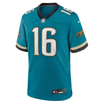 Men's Jacksonville Jaguars Trevor Lawrence Teal Prowler Throwback Player Game Jersey 02
