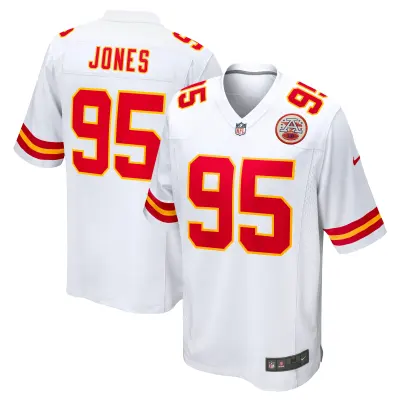 Men's Kansas City Chiefs Chris Jones White Game Jersey 01