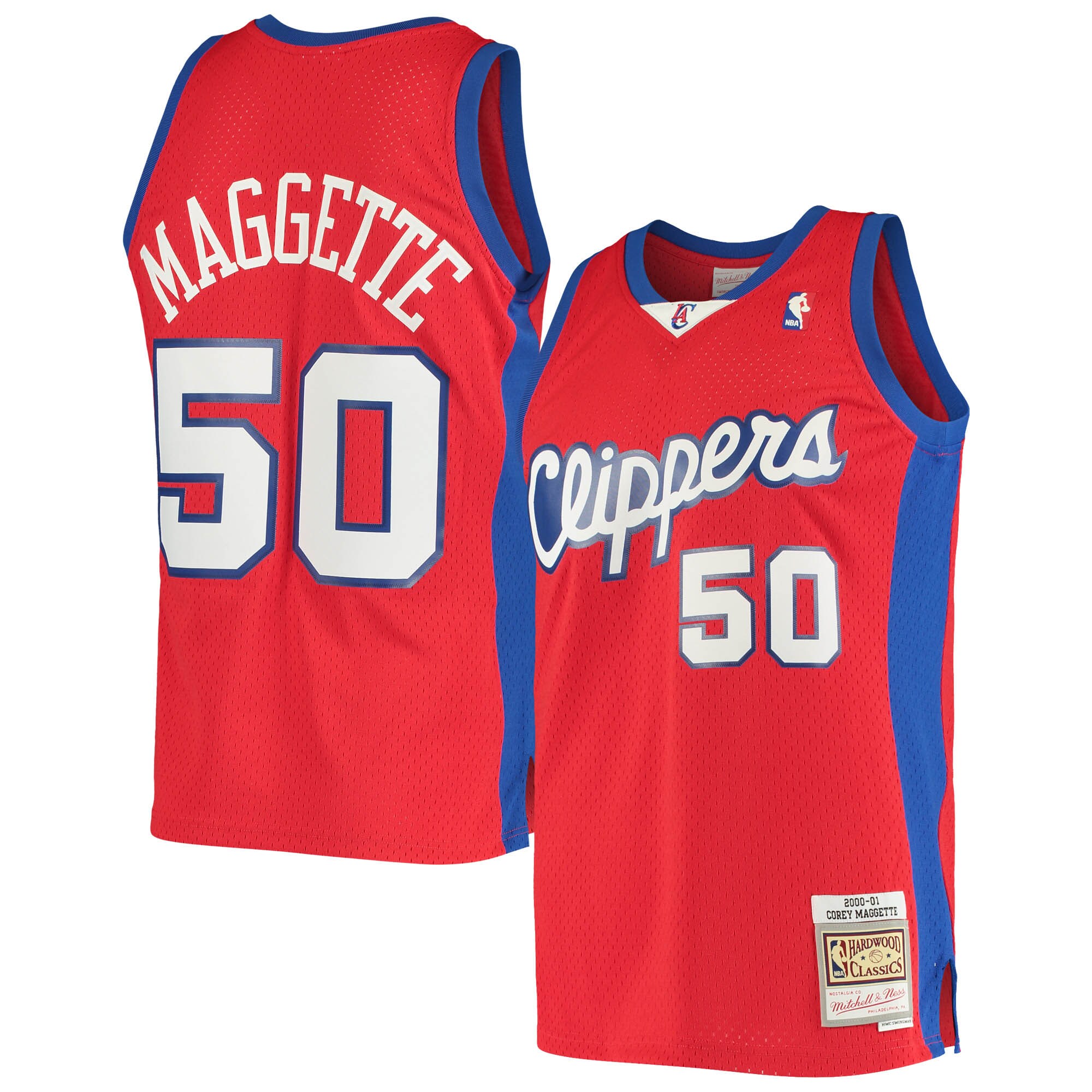 Men's LA Clippers Corey Maggette Red 2001/02 Hardwood Classics Swingman Jersey