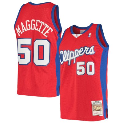 Men's LA Clippers Corey Maggette Red 2001/02 Hardwood Classics Swingman Jersey 01