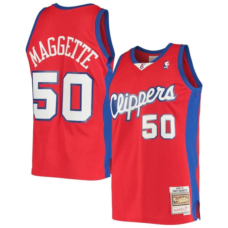 Men's LA Clippers Corey Maggette Red 2001/02 Hardwood Classics Swingman Jersey