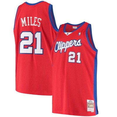 Men's LA Clippers Darius Miles Red Hardwood Classics Swingman Jersey 01