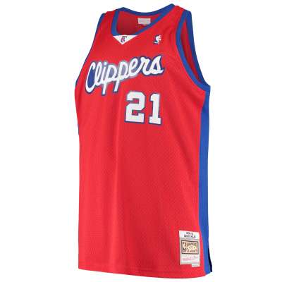 Men's LA Clippers Darius Miles Red Hardwood Classics Swingman Jersey 02