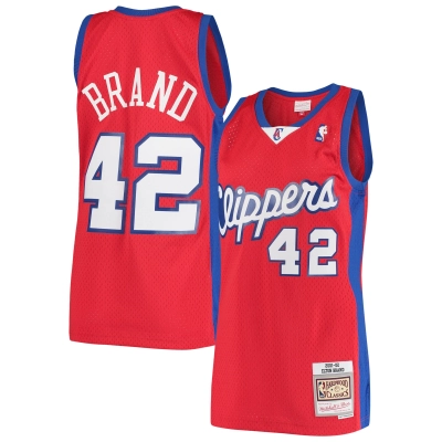 Men's LA Clippers Elton Brand Red Hardwood Classics Swingman Jersey 01