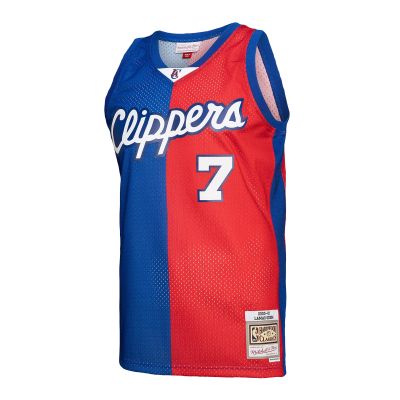 Men's LA Clippers Lamar Odom Royal/Red Hardwood Classics 2000/01 Split Swingman Jersey 02