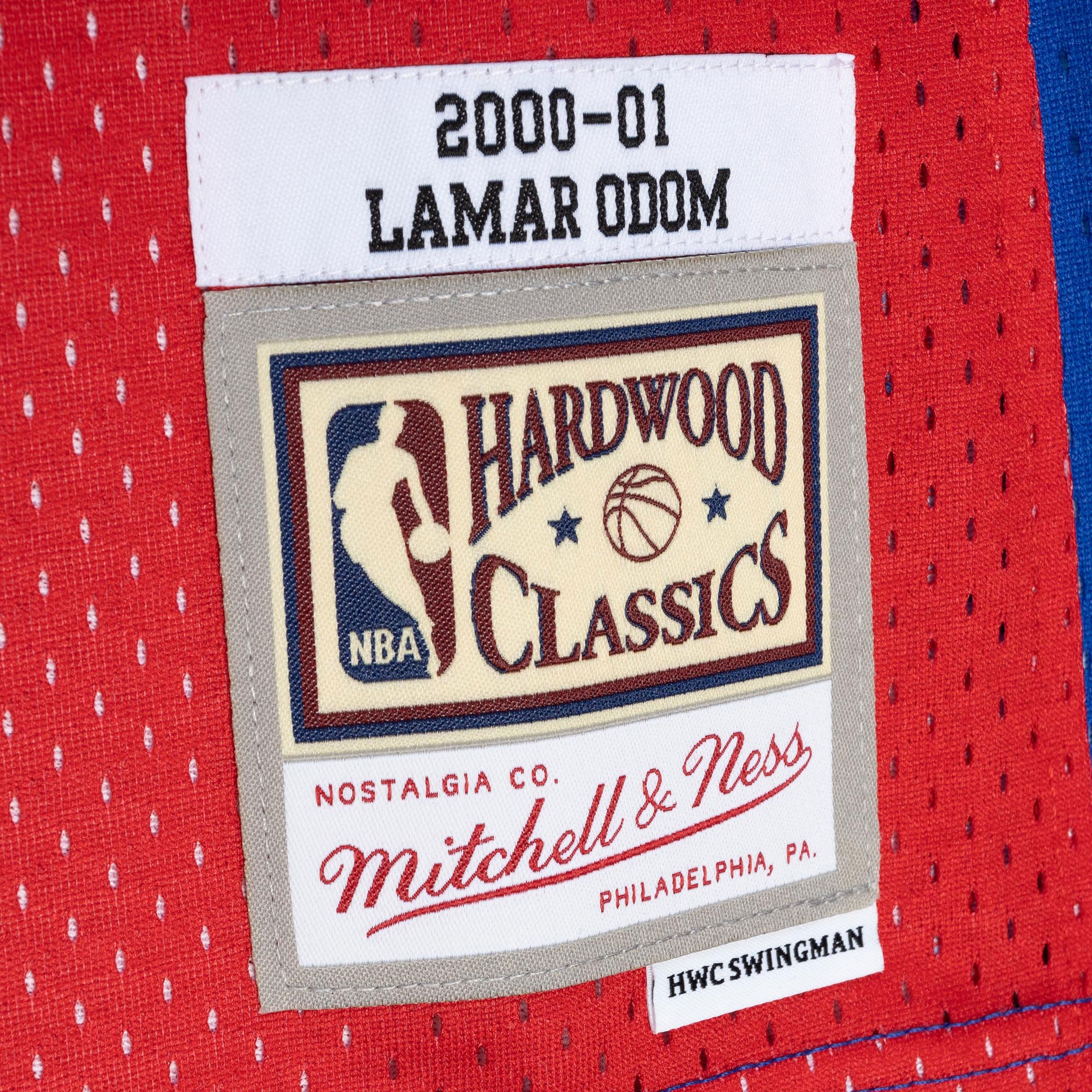 Men's LA Clippers Lamar Odom Royal/Red Hardwood Classics 2000/01 Split Swingman Jersey