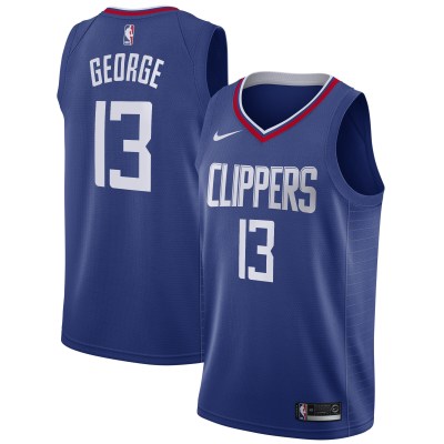Men's LA Clippers Paul George Blue 2019/20 Swingman Jersey - Icon Edition 01