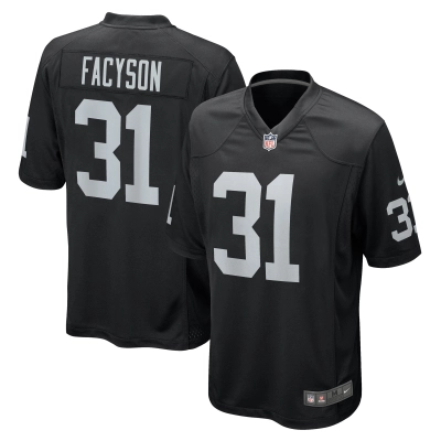 Men's Las Vegas Raiders Brandon Facyson Black Team Game Jersey 01