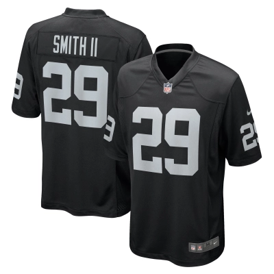 Men's Las Vegas Raiders Christopher Smith II Black Team Game Jersey 01
