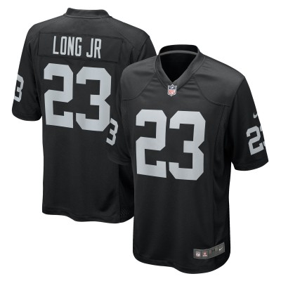 Men's Las Vegas Raiders David Long Jr. Black Team Game Jersey 01