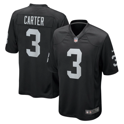 Men's Las Vegas Raiders DeAndre Carter Black Game Player Jersey 01