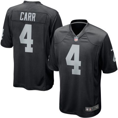 Men's Las Vegas Raiders Derek Carr Black Game Player Jersey 01