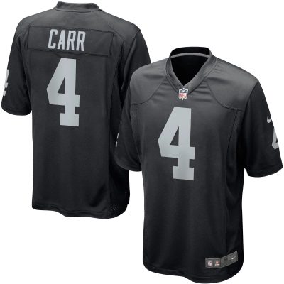 Men's Las Vegas Raiders Derek Carr Black Game Player Jersey 01