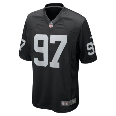 Men's Las Vegas Raiders Janarius Robinson Black Team Game Jersey 02