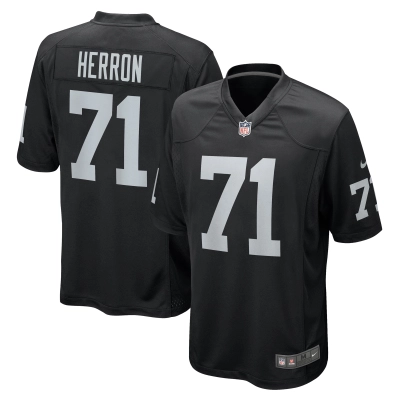 Men's Las Vegas Raiders Justin Herron Black Team Game Jersey 01