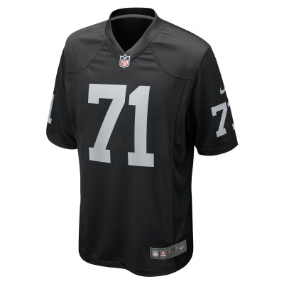 Men's Las Vegas Raiders Justin Herron Black Team Game Jersey 02