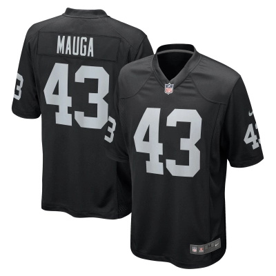 Men's Las Vegas Raiders Kanai Mauga Black Team Game Jersey 01