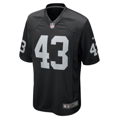 Men's Las Vegas Raiders Kanai Mauga Black Team Game Jersey 02