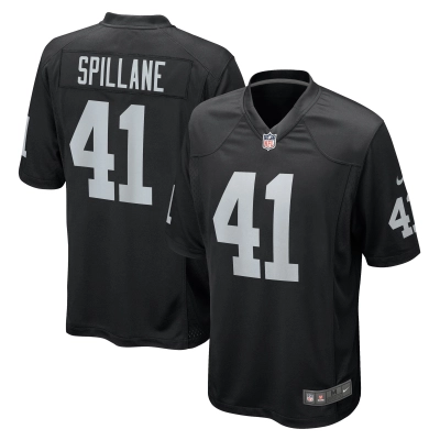 Men's Las Vegas Raiders Robert Spillane Black Game Player Jersey 01