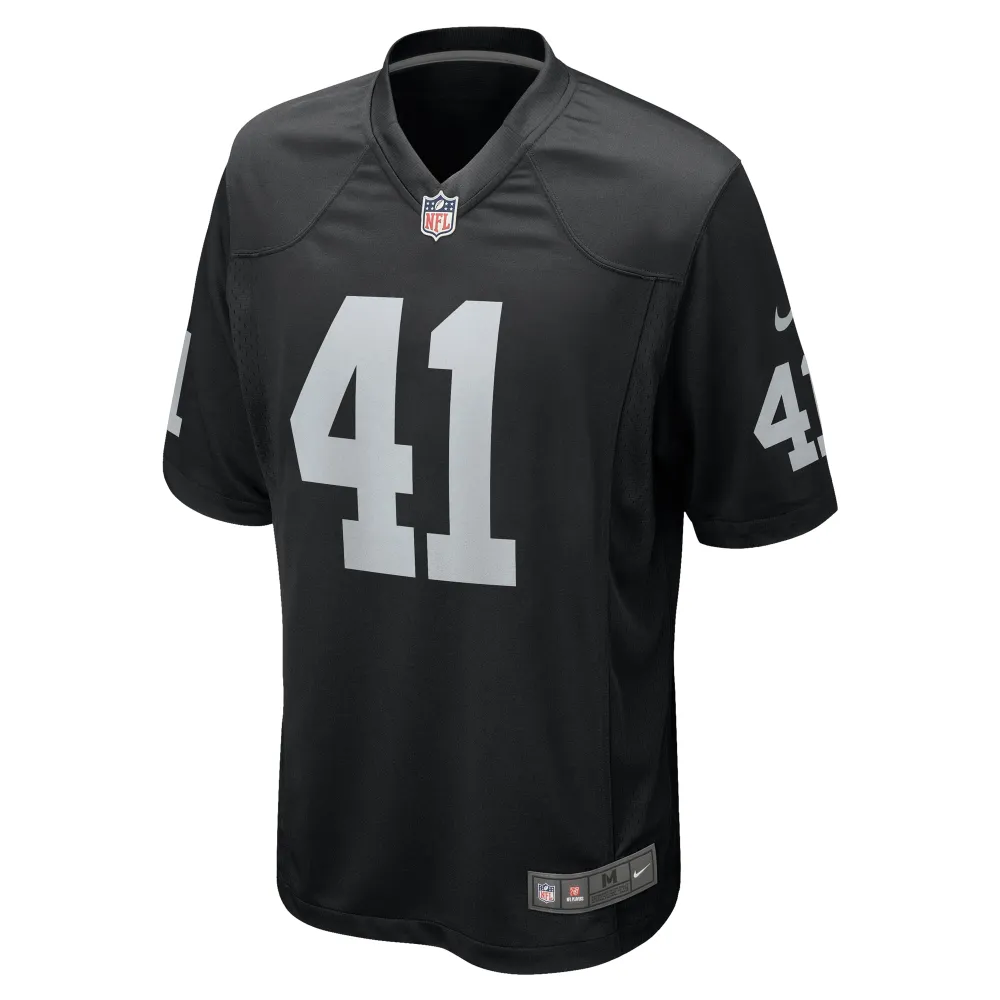 Men's Las Vegas Raiders Robert Spillane Black Game Player Jersey