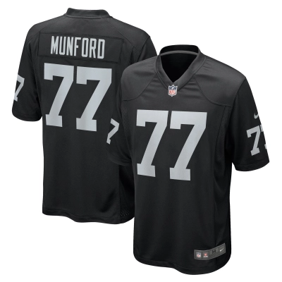 Men's Las Vegas Raiders Thayer Munford Jr. Black Team Game Jersey 01
