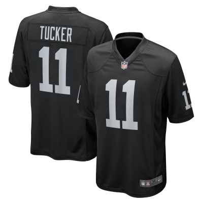 Men's Las Vegas Raiders Tre Tucker Black Team Game Jersey 01