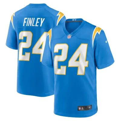Men's Los Angeles Chargers AJ Finley Powder Blue Team Game Jersey 01
